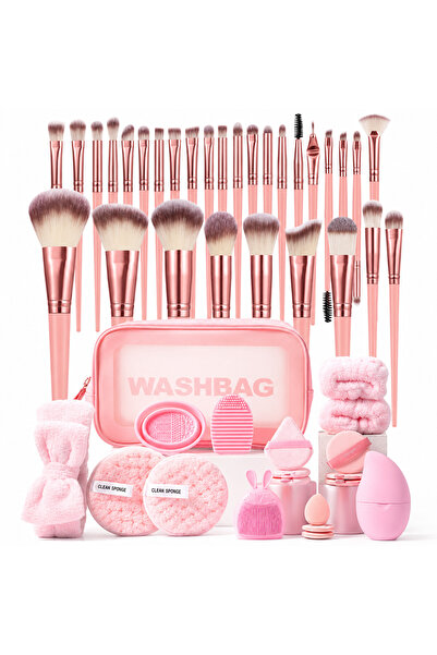 Arabest 32Pcs Pink All In One Makeup Tool Set, Rose Gold Makeup Brushes, Beau...