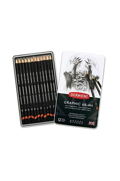 Derwent Graphic 12’li Dereceli Kurşun Kalem Seti 6B-4H