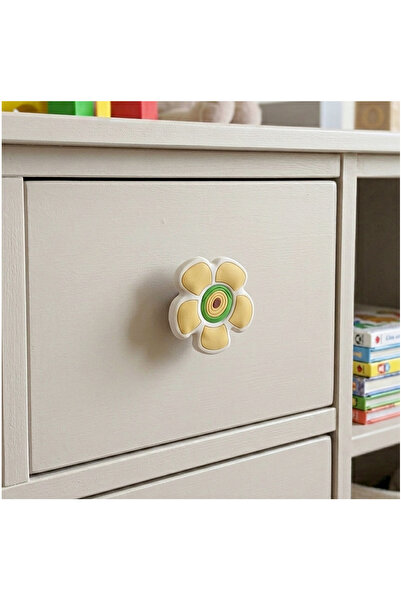 EYM Children's Room Furniture Handle Cupboard Button Yellow Daisy No:35