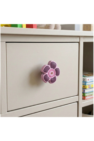 EYM Children's Room Furniture Handle Cupboard Button Purple Papatya No:36