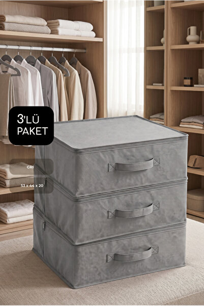 Vedsey 3'lü Set 53 x 44 x 21 Cm Baza Altı & Dolap İçi Organizer, Yorgan & Yas...