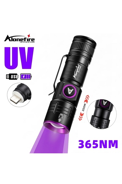Choice1 SV112-365nm Zoom UV Flashlight USB Rechargeable 395/365nm Ultraviolet...