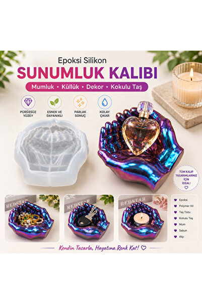 Şenhomee Epoksi Kalıbı Çiftli El Sunumluk, Küllü,silikon Kalıp,dekorasyon