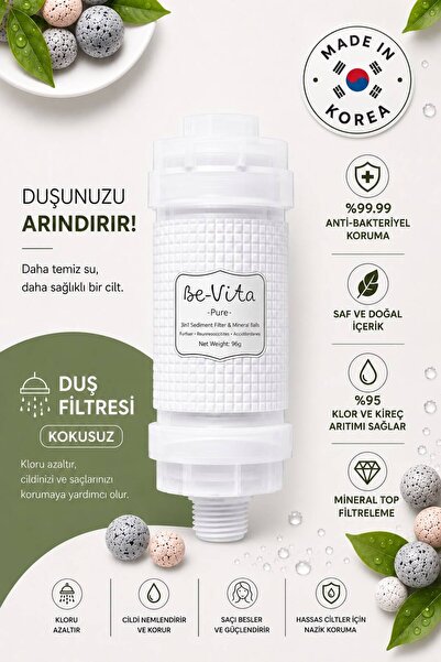 Be-Vita Pure Duş Filtresi - Saç Dökülme Karşıtı, Cilt Besleyici Klor ve Kireç...