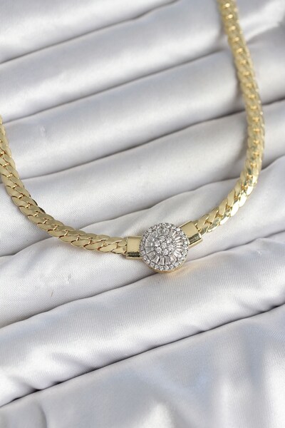 Inure Jewelry قلادة نسائية من سلسلة Ezme Chain موديل Zircon Stone VIP باللون ...