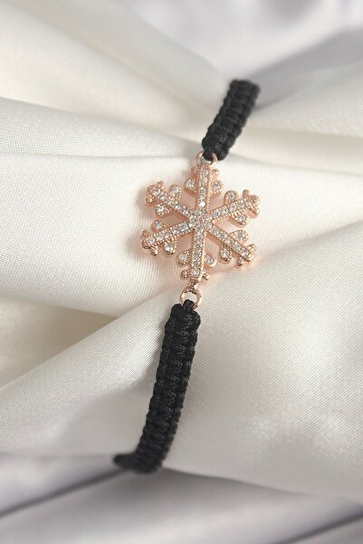 Inure Jewelry Brass Rose Color Zircon Stone Snowflake Figure Macrame Lift Mod...