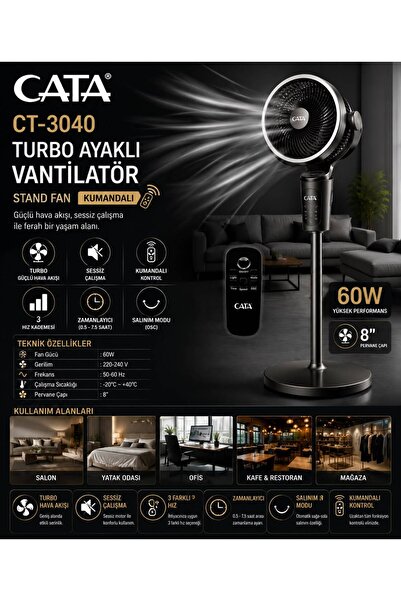 Cata CT-3040 AYAKLI VANTİLATÖR (KUMANDALI)