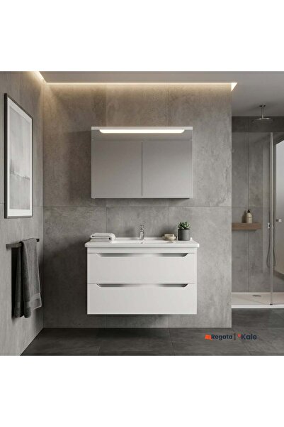 KALE Casilla 100 Cm Gri-Beyaz Banyo Dolabı Takımı