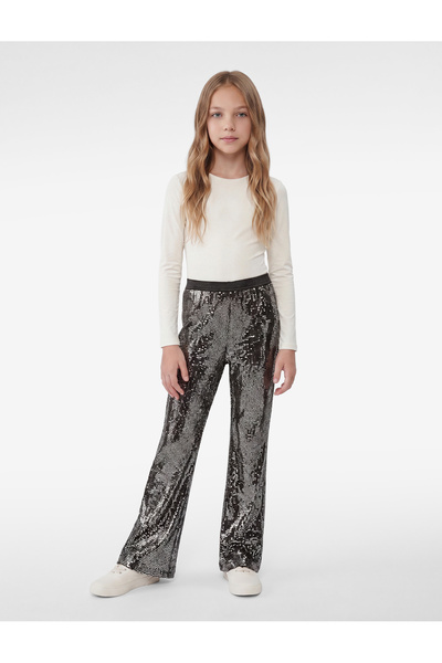 Koton Elastic Waist Sequined Flared Trousers