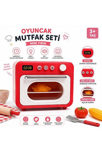ela777 Sesli Ve Işıklı Mikrodalga Fırın Oyuncak Mutfak Seti 14.5x9x11,5 cm