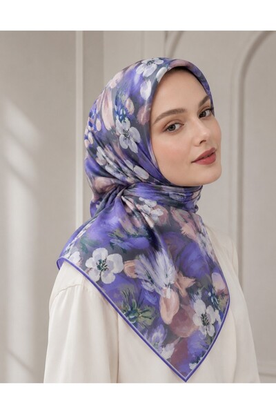 Generic Brand وشاح ناعم من القطن العضوي من سيلك هوم، غير قابل للانزلاق، لون بنفسجي، مزين بنقشة زهور