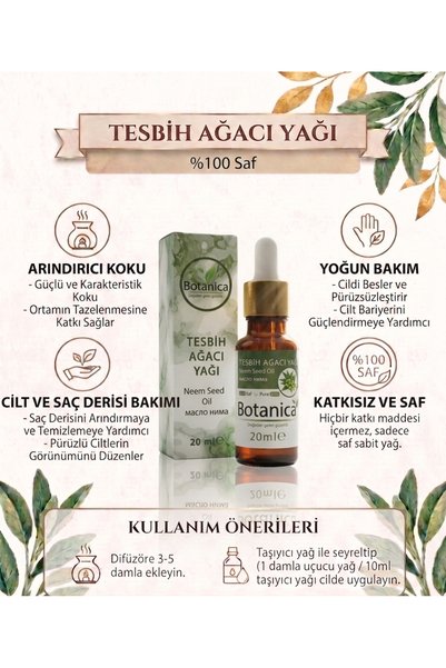 botanica Pure Neem (Rosary Tree) Oil 20 ml – Multi-Purpose Protective and Purifying Care