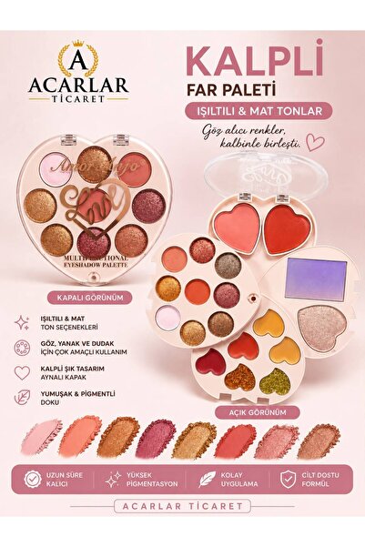 Acarlar Ticaret Kalpli 4 Katlı Mat ve Sedefli Katlanabilir Far Paleti