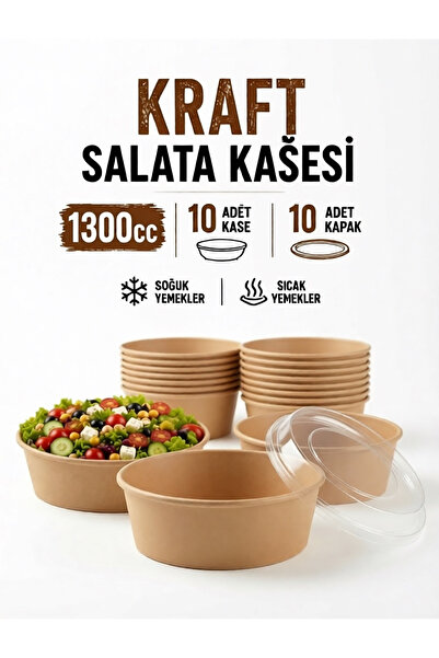 ecenplast Kraft Salata Kasesi – 10’lu Kap & Kapak Seti
