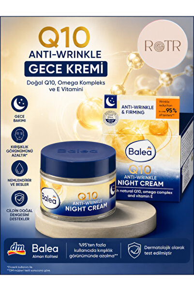 BALEA Kırışıklık Karşıtı Gece Kremi Cilt Sıkılaştırıcı Doğal Q10, Omega Kompl...