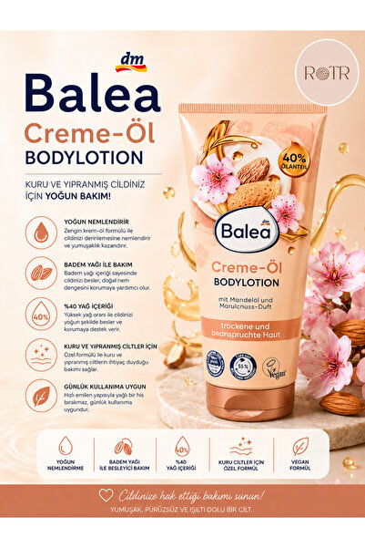 BALEA 200 مل زيت اللوز الملون الكريمي ورائحة بندق المارولا - لوشن للجسم