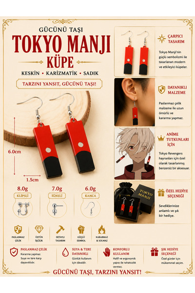 FG KONNİCHİWA Anime Earrings Tokyo Revrevizana Women Kawa Deat Note and Demon...