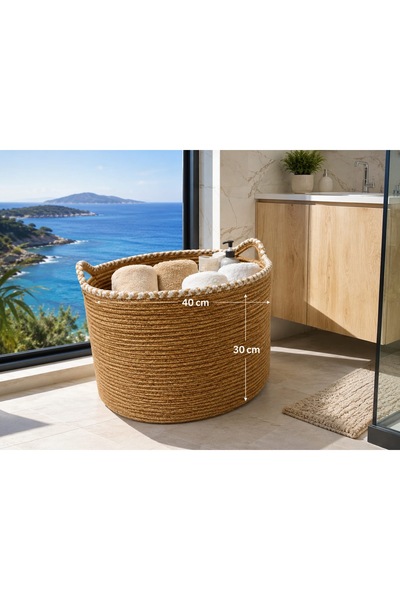 SHLM TEKSTİL 40x30 Çok Amaçlı Sepet Banyo Sepeti, Battaniye Sepeti, Oyuncak S...