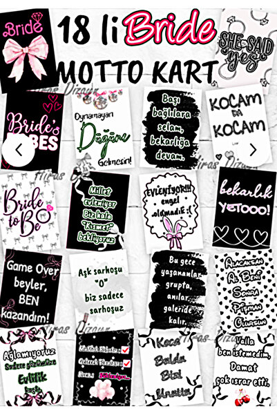 Hiras Dizayn 18'li Bekarlığa Veda Partisi Motto Kartları Seti Bride To Be Gel...