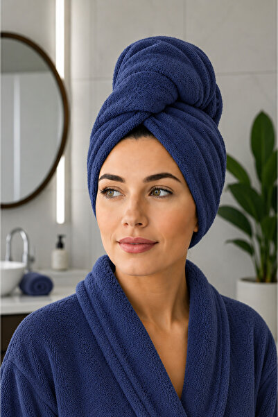 MYSOFTHOME Hair Towel/Hair Bonnet Towel/Hair Towel with Elastic Buttons/100% ...
