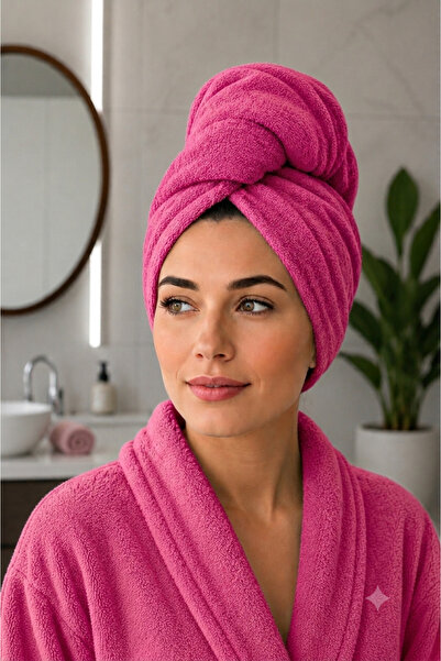 MYSOFTHOME Hair Towel/Hair Wrap Towel/Button Elastic Hair Towel/Velvet 100% C...