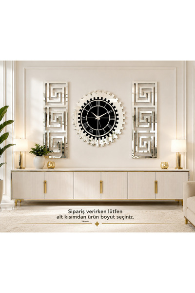 EYKA STORE 3 Farklı Boy Gümüş Renk Modern Dekoratif Duvar Saati Ve Tabloları ...