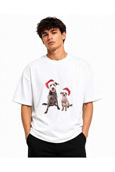 Inscriptie Ουνισέξ Βαμβακερό T-shirt Υψηλής Ποιότητας  "Χριστουγεννιάτικο σκυ...