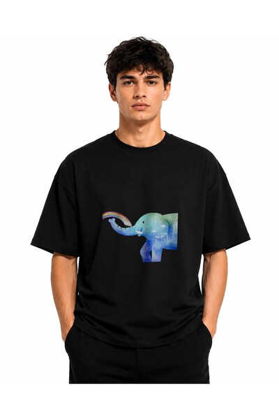 Inscriptie Tricou Unisex Bumbac Premium Casual " Desen elefant "