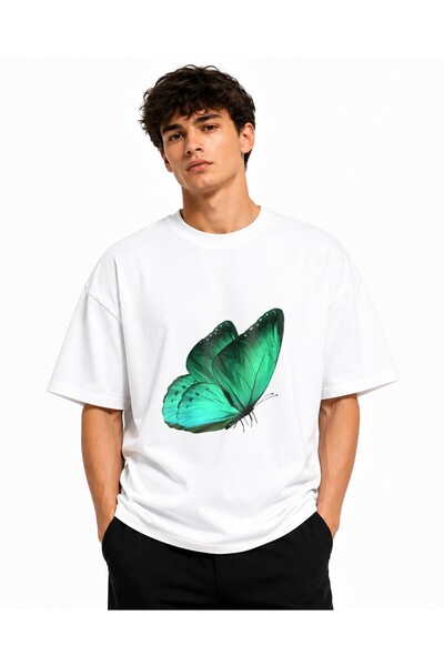 Inscriptie Tricou Unisex Bumbac Premium Casual " Fluture fosforescent "