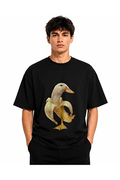 Inscriptie Ουνισέξ Βαμβακερό T-shirt Υψηλής Ποιότητας  "Μπανάνα και Πάπια "