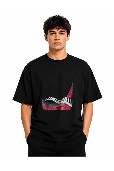 Inscriptie Tricou Unisex Bumbac Premium Casual " Vector music keyboard "