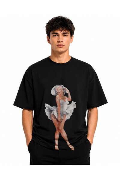 Inscriptie Tricou Unisex Bumbac Premium Casual " Marilyn Monroe - fond d Écran "