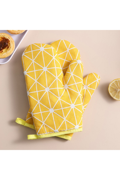 Choice 2pcsYellow checkered 2pcs Heat-insulating Gloves, Anti-scald Microwave...