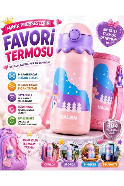 Valen ÇİFT DUVARLI VAKUMLU KIZ ÇOCUK TERMOS 500ML
