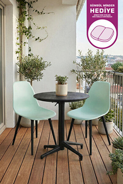 VİLİNZE Tilia Plastik Bahçe Balkon Bistro Seti Katlanır Masa 60*60 cm
