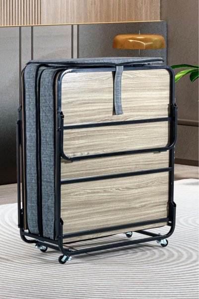 Niron Yatak Niron Otel Katlanır Yatak - 90x200 Cm Tek Kişilik Yaylı Yatak Ve Karyola