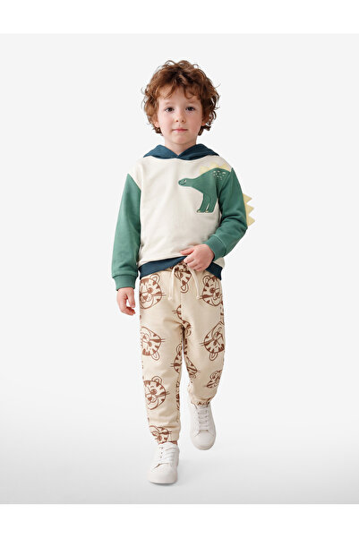Koton Cotton Blend Lace-Up Waist Printed Fleece-Lined Jogger Sweatpants