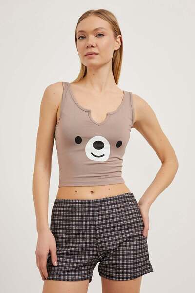 Arma Life Ayıcık Baskılı Şort Atlet Pijama Takım