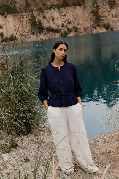 HAKKE Sleeve Rib Detail Tie-Up Shirt
