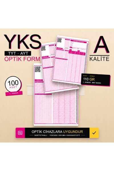 PRONET YKS Deneme Sınavları İçin 100 Adet Optik Form