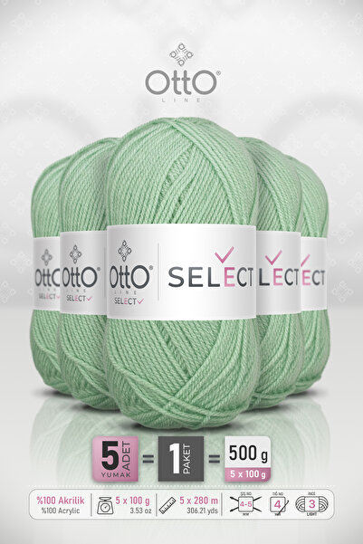 Otto Select - Nile Green (9554) - 5-Pack - 100Gr/280M - Acrylic Hand Knitting...
