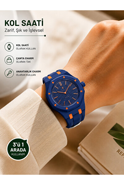 Ryan Analog Kol Saati Silikon Kordonlu Unisex Spor Saat Bag Charm Aksesuar