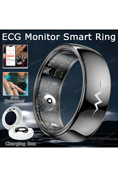 Choice 11 Black New ECG Smart Ring Heart Rate Blood Pressure Oxygen Body Temp...