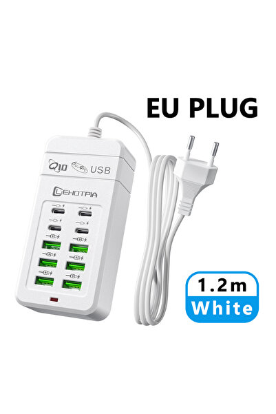 Choice شاحن USB سريع متعدد المنافذ بمقبس الاتحاد الأوروبي والمملكة المتحدة وا...