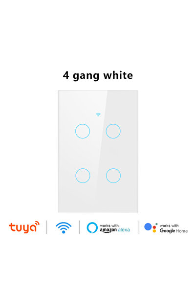 Choice4 مفتاح حائط ذكي يعمل باللمس بـ 4 أزرار (أبيض) متوافق مع تويا واي فاي، ...
