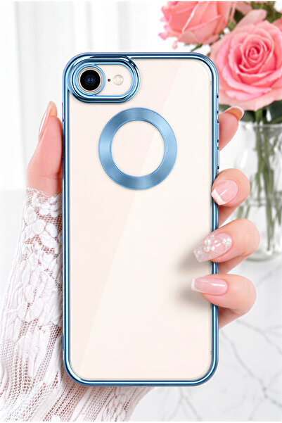Fibaks iPhone 7/8/SE Kılıf Kamera Lens Korumalı Şeffaf Renkli Logo Kısmı Açık...