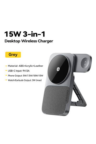 Choice ESSAGER Grey Essager 3-in-1 Portable Folding Wireless Charger Stand 15...