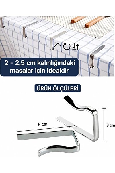 Biotech 12 Adet Masa Örtüsü Kıskacı Paslanmaz Çelik Masa Örtüsü Mandalı Metal...