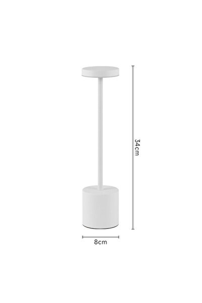Choice مصباح طاولة LED لاسلكي قابل لإعادة الشحن بثلاثة ألوان أبيض اللون مع مف...