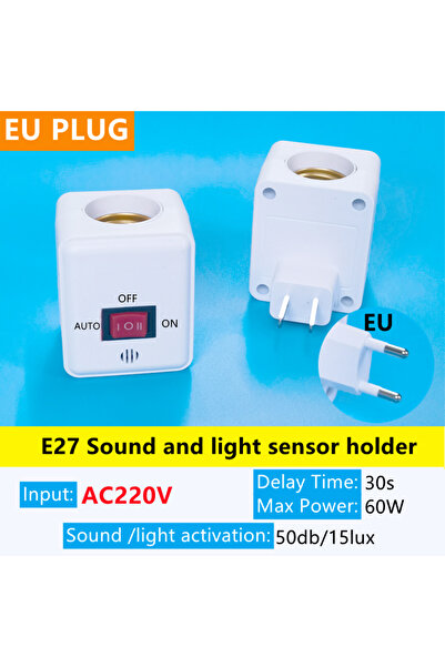 Choice3 EU-Sound Light Ctr AC85-265V EU/US Plug E27 PIR Motion Sensor LED Swi...